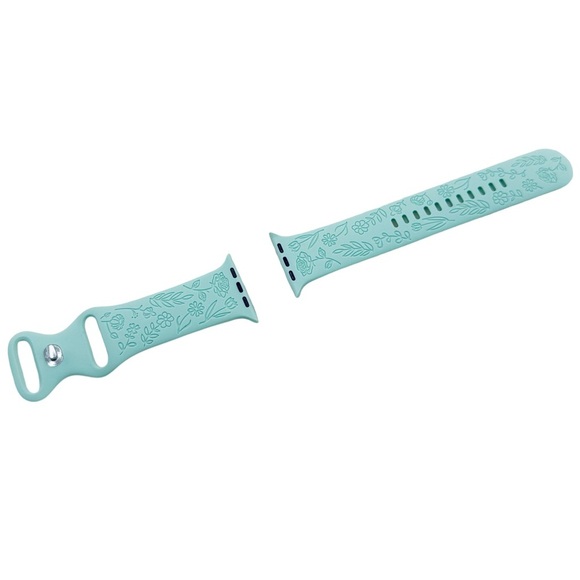 New Cyan Floral Design Apple Watch Bands 38mm 40mm 41mm - Picture 2 of 6